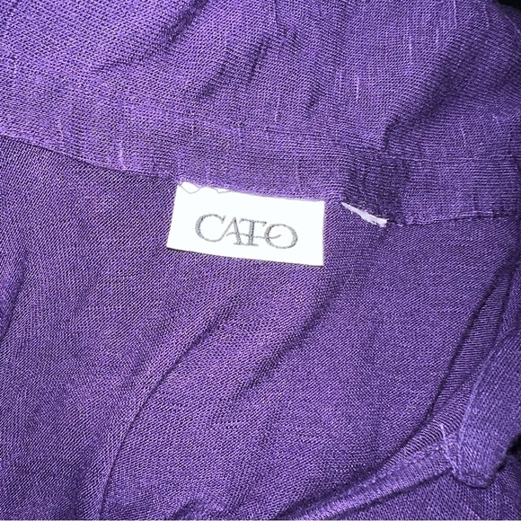 Cato purple pullover long sleeve curvy tunic v neck collar gathered cuffs sz L - Picture 2 of 7